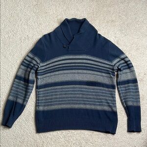 GAP Blue and Gray Turtleneck Sweater with Knitted Texture